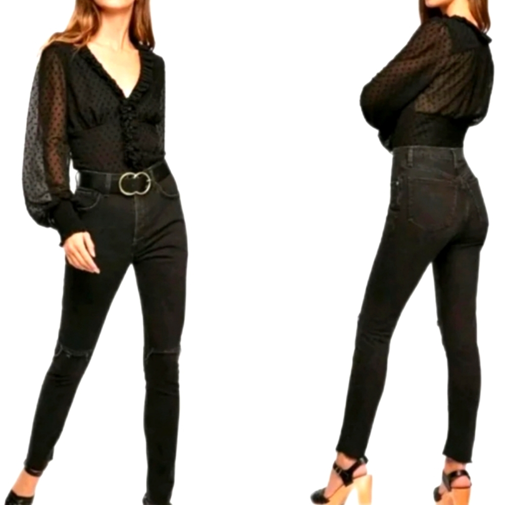 We The Free Free People Stella Ripped High Rise Skinny Jeans